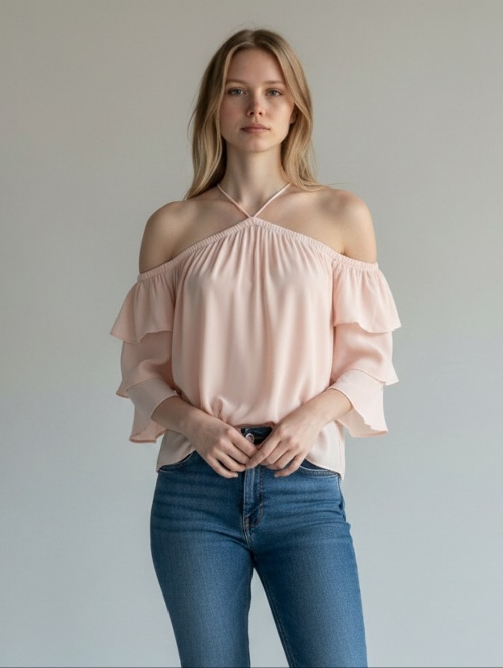 NWT 1. State Nordstrom Pink Off Shoulder Ruffle Blouse M